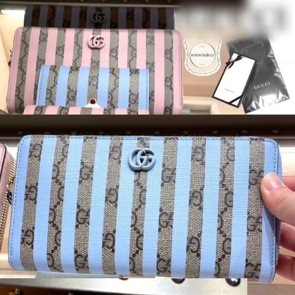 GUCCI■【セール】国内発■ストライプド ロングウォレット
