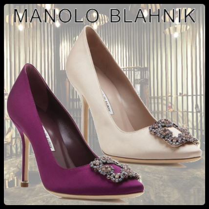 最安挑戦中 【MANOLO BLAHNIK】HANGISI VENEZIA サテン パンプス 全2色