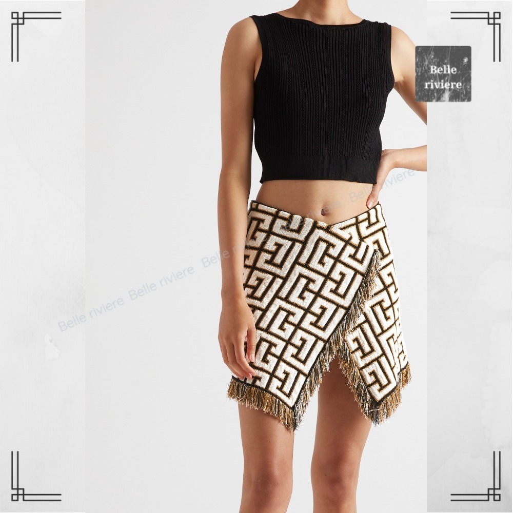 22SS new / BALMAIN ジャカードニットミニスカート Black - www ...