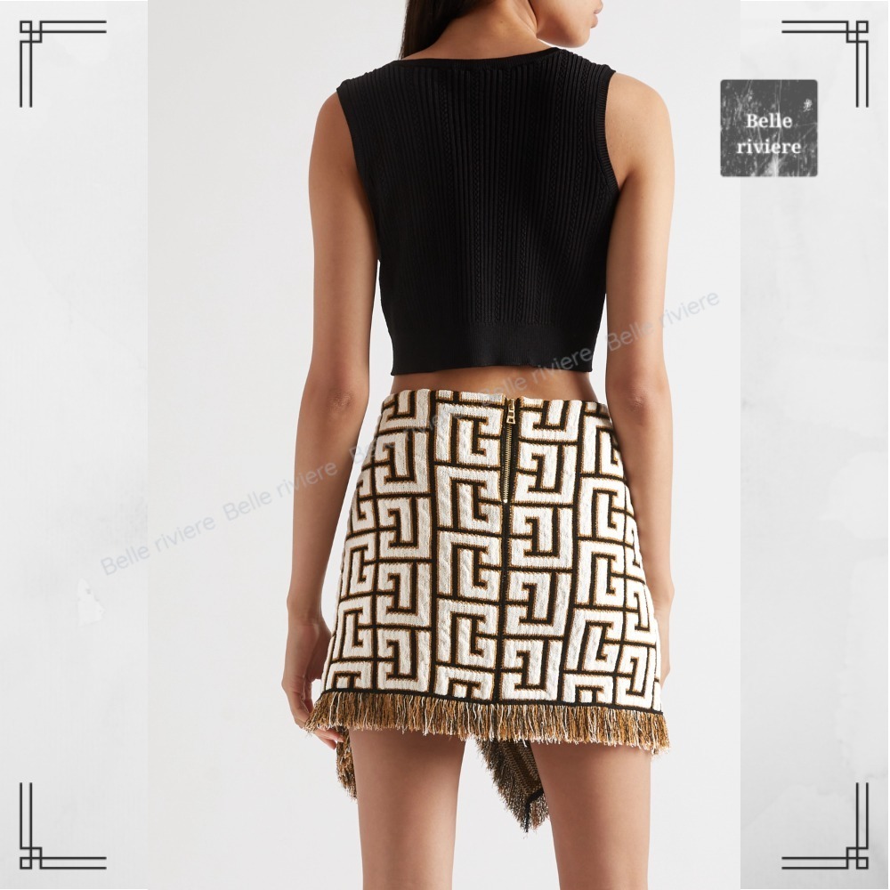 22SS new / BALMAIN ジャカードニットミニスカート Black - www ...