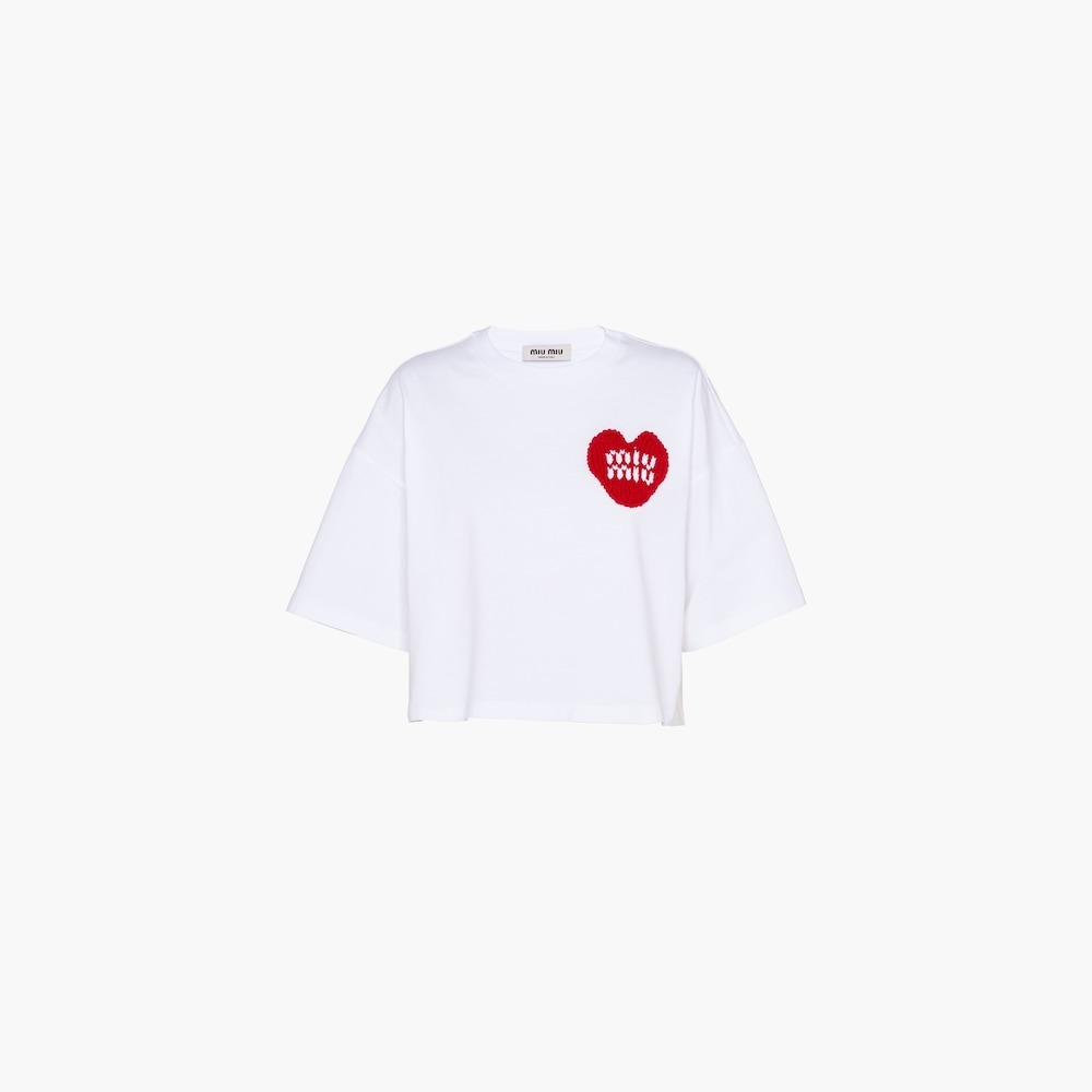 新品 ミュウミュウ miumiu ロゴ Tシャツ ホワイト 安い大人気 【新品】ミュウミュウ miumiu Tシャツ ホワイト ロゴ Tシャツ/カットソー(半袖/袖なし)