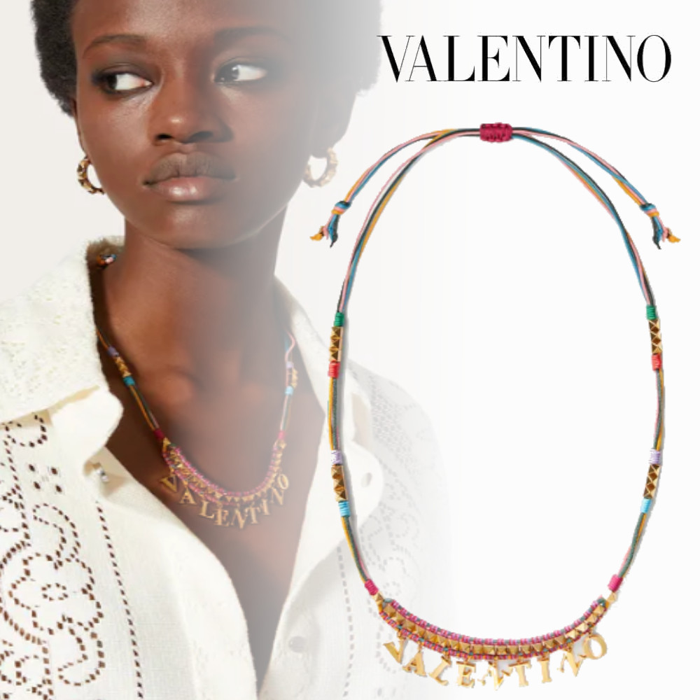 VALENTINO お洒落な ☆ネックレス☆ マルチカラー メタル ロゴ - cert ...