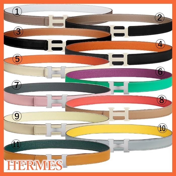 HERMES ベルトバックルHエナメルユニ＆リバーシブルレザー24mm