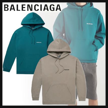 BALENCIAGA Hoodies Pullovers Long Sleeves Plain Cotton Logo Luxury