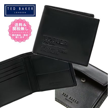 TED BAKER Folding Wallets Plain Leather Folding Wallet Logo Folding Wallets