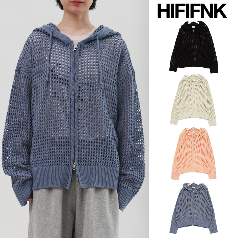 【HI FI FNK】Fishnet Hooded Zip Up