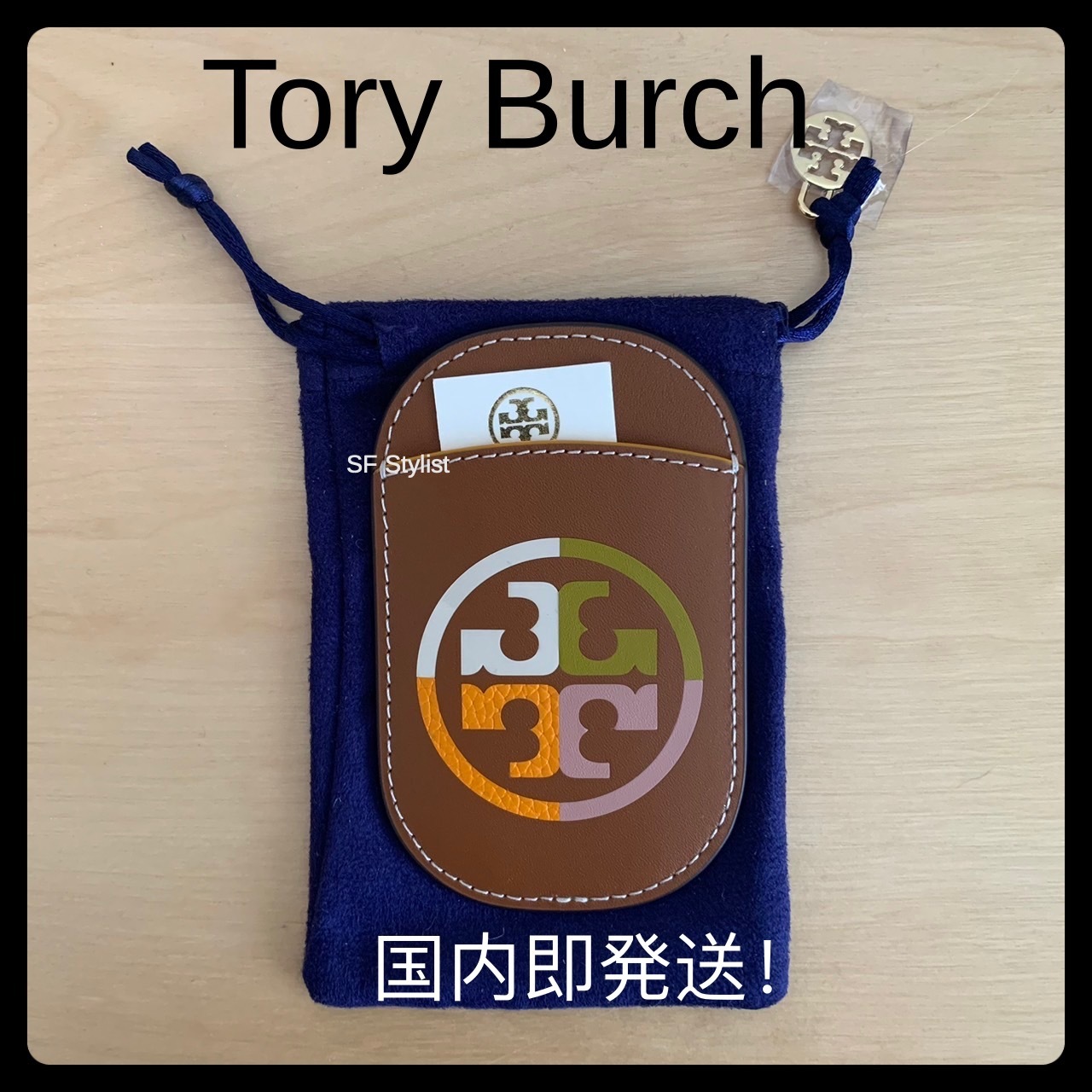 Tory Burch★便利なカード収納可ダブルTレザー製カードポケット
