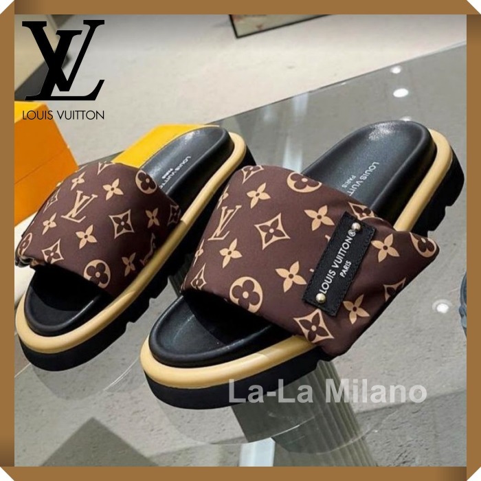 爆売り! 【Louis ロゴ ミュール ライン プールピロー Vuitton】 サンダル・ミュール 爆売り! 【Louis ロゴ ミュール ライン プールピロー Vuitton】 サンダル・ミュール