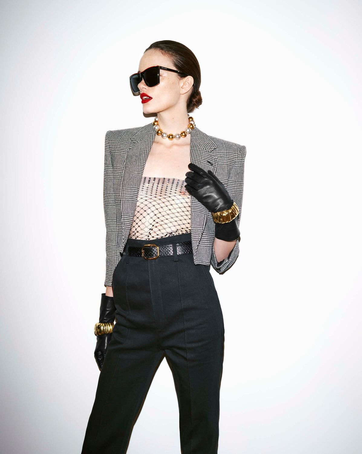 Saint Laurent《クロップドジャケット》ブラックチョーク 直営店