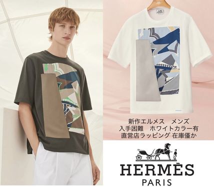 HERMES Tシャツ・カットソー 新作HERMESエルメスメンズTシャツパッチ ズアヴとドラゴン 直営