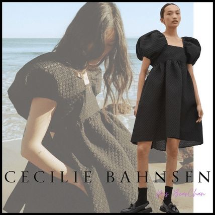 CECILIE BAHNSEN Dresses Short Casual Style A-line Flared Plain Cotton Medium