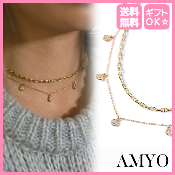 関税込/ギフトOK☆AMYO☆クリスタル ダングル ネックレス☆