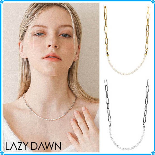 【LAZY DAWN】pearl connect chain necklace N038〜ネックレス