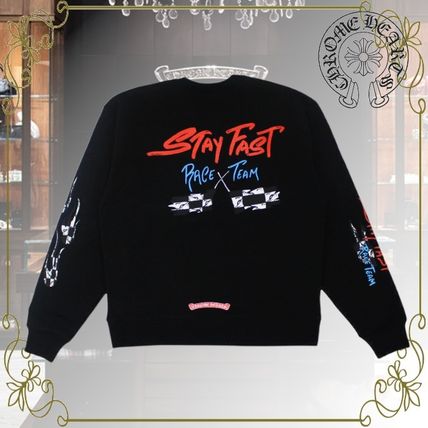 CHROME HEARTS ROLLING STONES 2022 SS Crew Neck Pullovers Unisex Long Sleeves Logos on the Sleeves (CH Matty Boy Stay Fast Sweater)