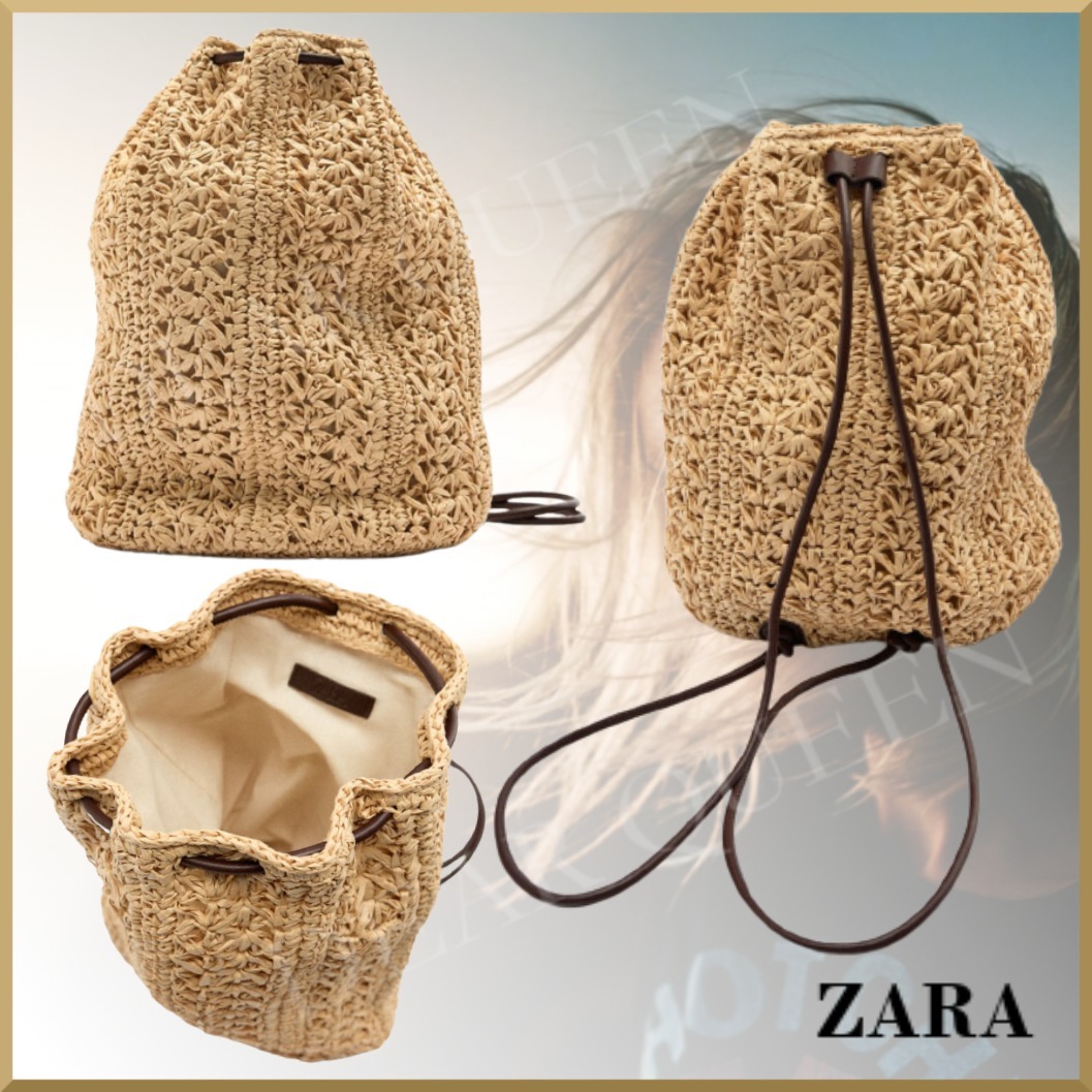 お得最新作 ZARA - ZARA ラフィア 新品未使用 ラウンド型 ラフィア