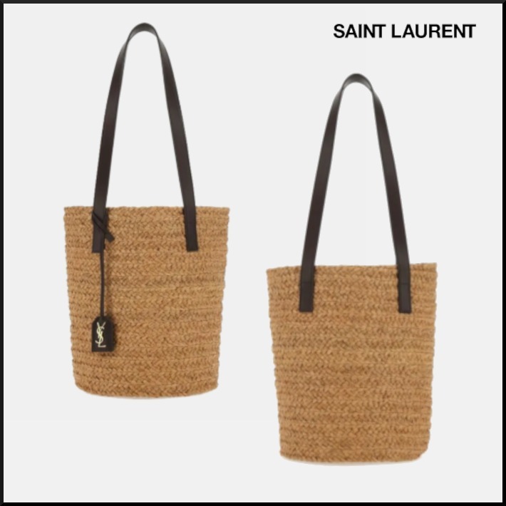 SAINT LAURENT】かごバッグ Raffia bucket bag ベージュ 【新作から