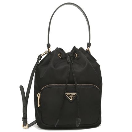 Shop PRADA RE NYLON 2023-24FW Nylon Plain Logo Shoulder Bags  (1NI545R067F0002) by ForTomorrow