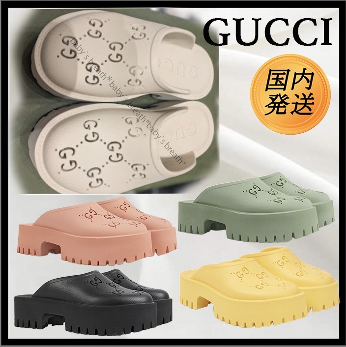 【国内発送★GUCCI】ウィメンズ GGロゴ スリッポンサンダル