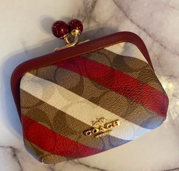 セールCoach Noraキスロックストライプがま口コインカードケース