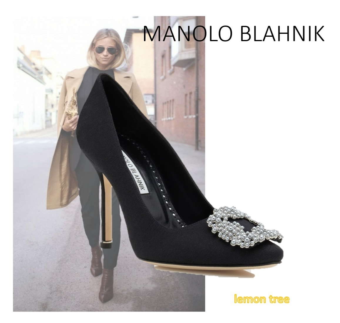 日本製・綿100% 【Manolo Blahnik】HANGISI マノロサテンパンプス