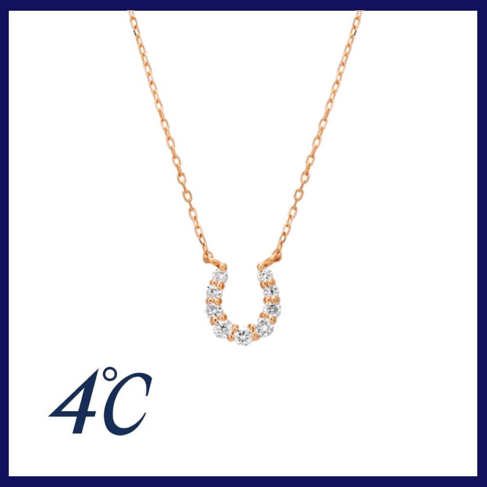すぐ届く☆4℃ 馬蹄モチーフ K18ピンクゴールド ネックレス