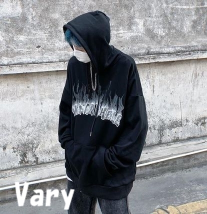 ストリート かっこいい ロゴ ゆったり ジップパーカー 11070