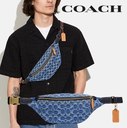 Coach Belt Bags Monogram Unisex Canvas 2WAY Leather Crossbody Bag