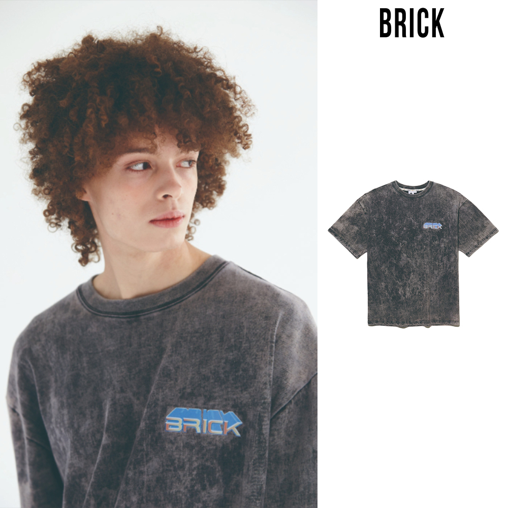 【BRICK】MARBLE WASH SLOGAN TEE