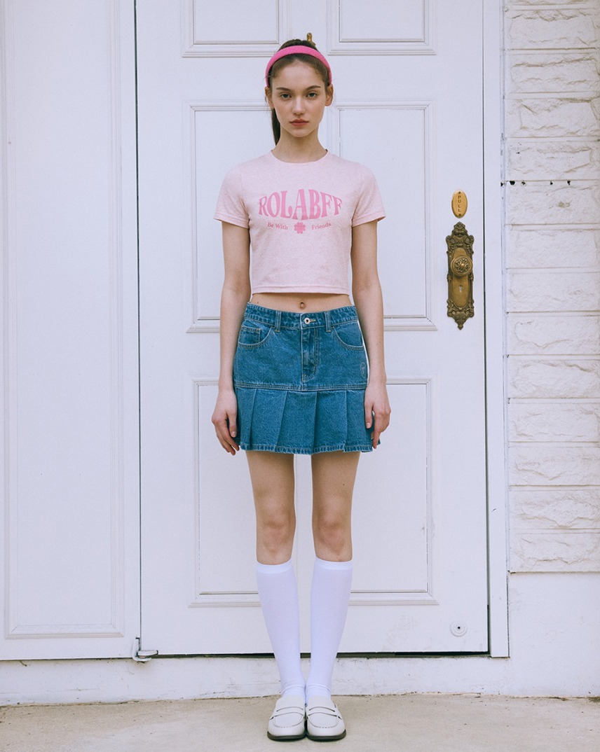 ★送料・関税込★ROLAROLA★PLEATS DENIM SKIRT★ ☆韓国の人気☆【ROLAROLA】☆PLEATS DENIM SKIR.T☆関税込☆