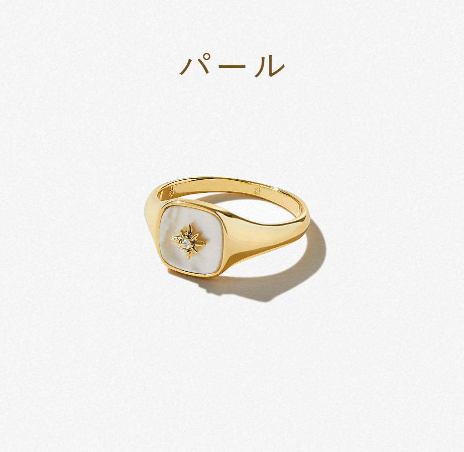 送関込【ana luisa】ゴールドシグネットアリエルリング ana luisa◇シグネットリング*オニキス/パール*AMARA (ana
