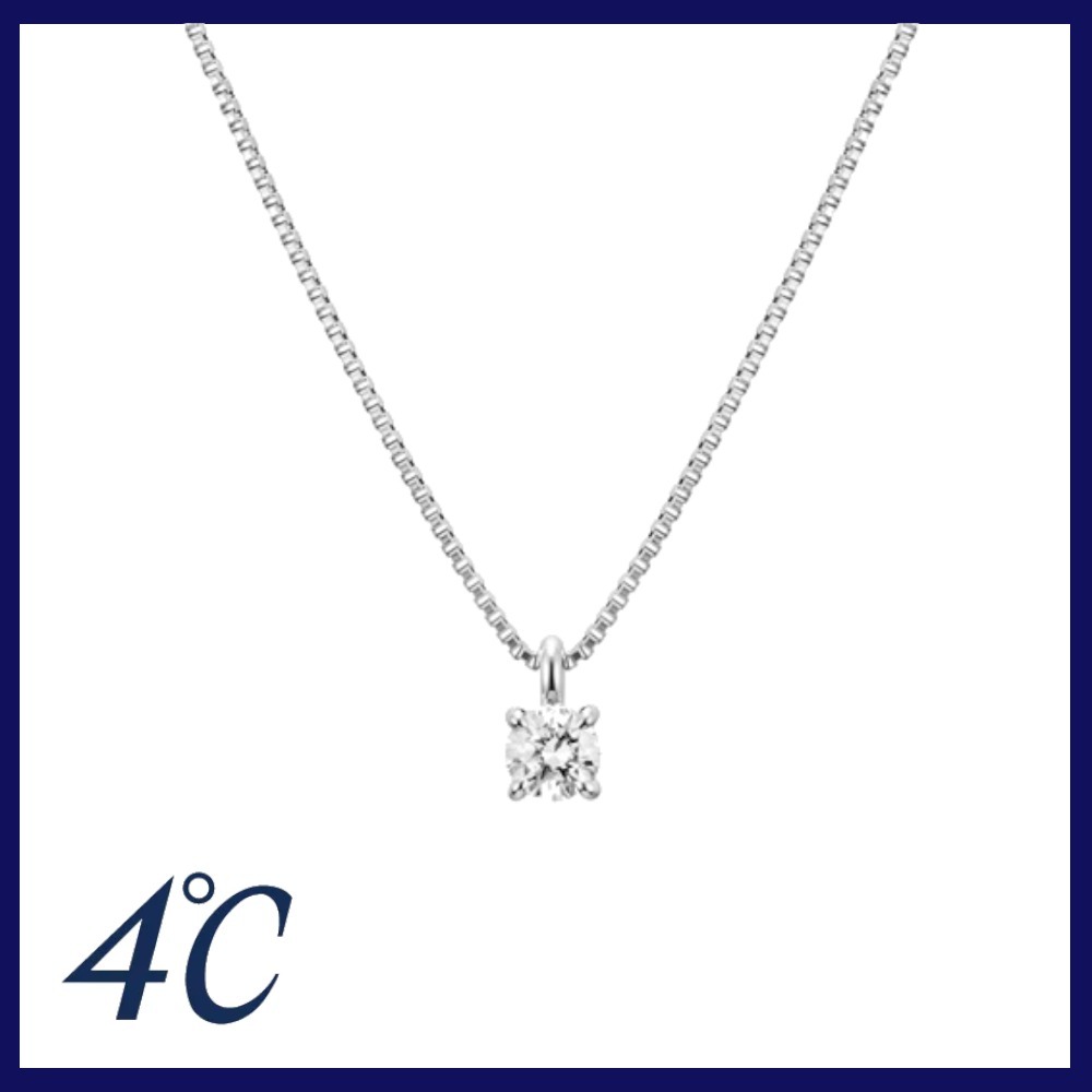 すぐ届く☆4℃ プラチナ ダイヤモンドネックレス 合わせやすい◎