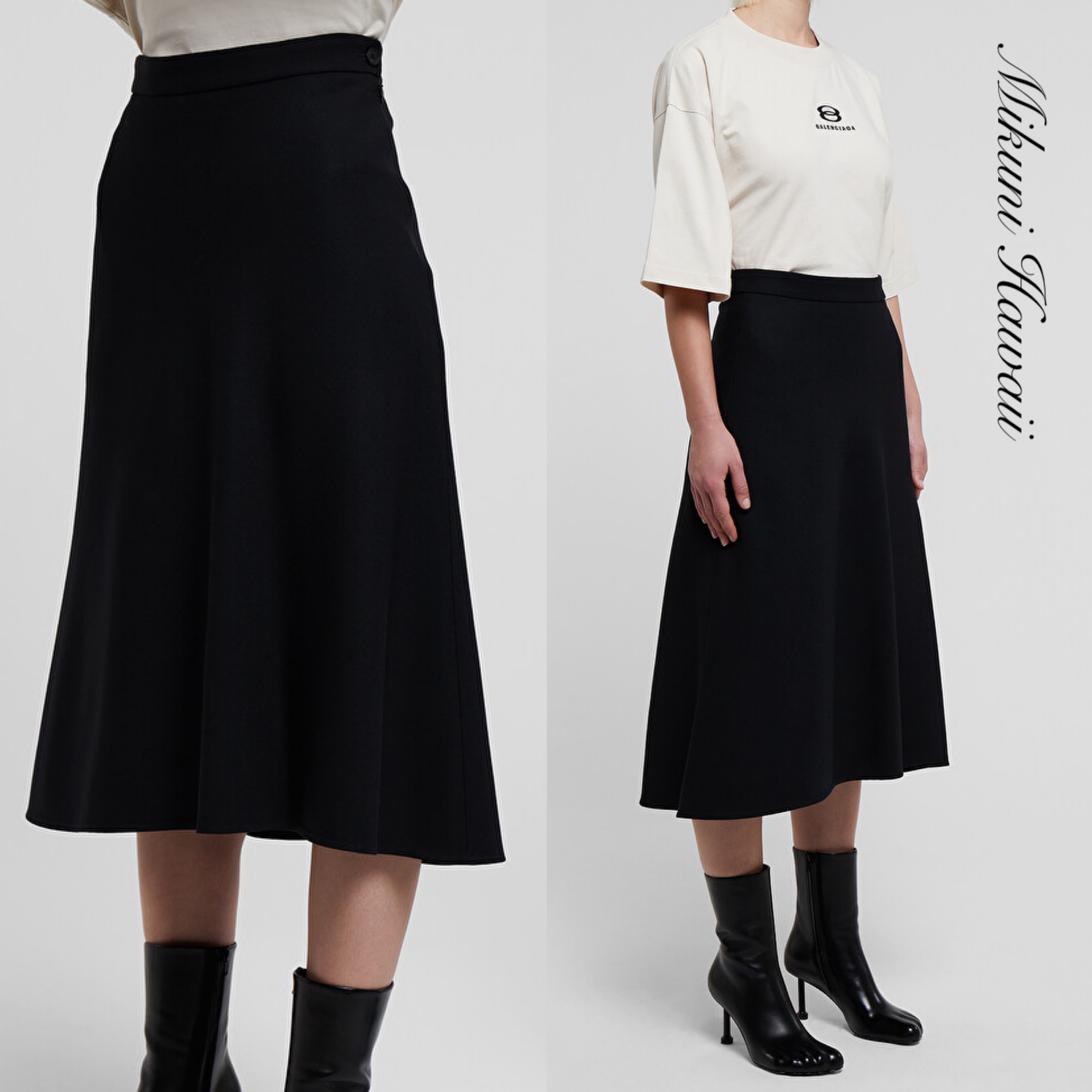 VIP価格★BALENCIAGA★ハイウエスト バイアス スカート