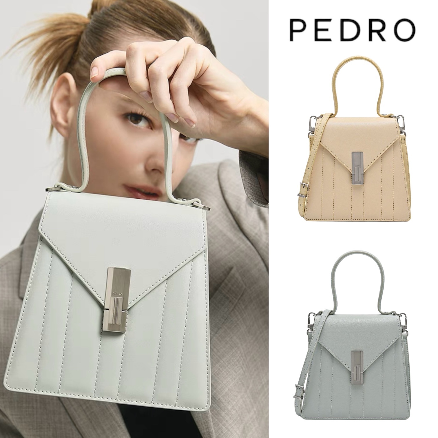 ★PEDRO★Margot Leather Panelled Top Handle Bag/送料込