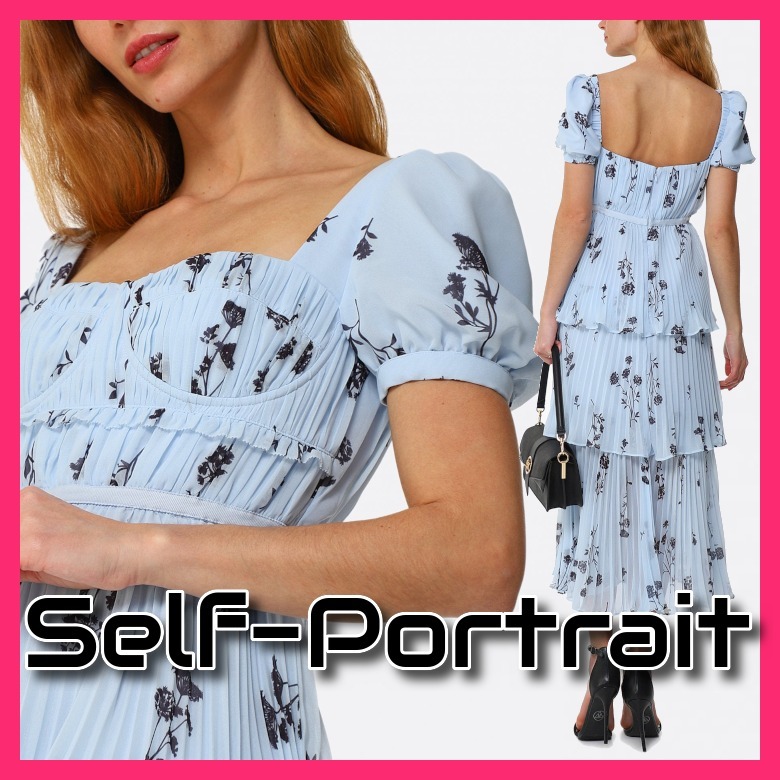 激安で販売 セール!【Self-Portrait】花柄 プリーツシフォン ミディ