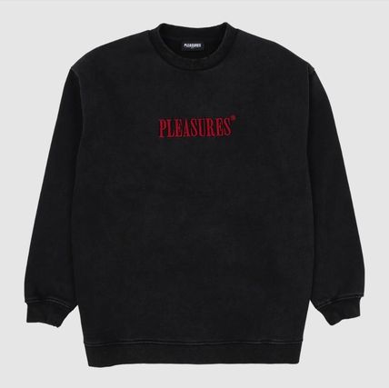 PLEASURES Sweatshirts Crew Neck Pullovers Unisex Sweat Street Style Long Sleeves