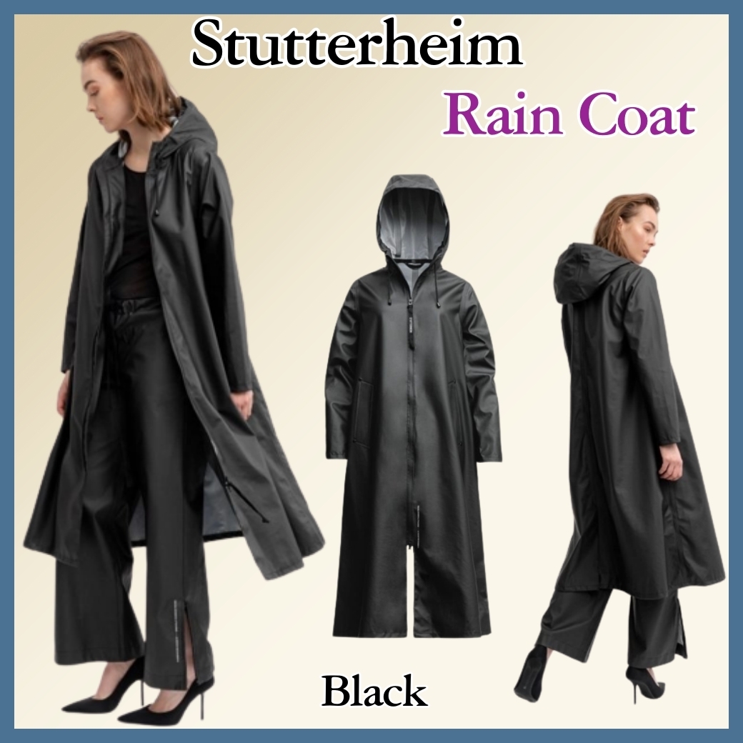 Stutterheim レインコートモーズバックロングジップブラックLW