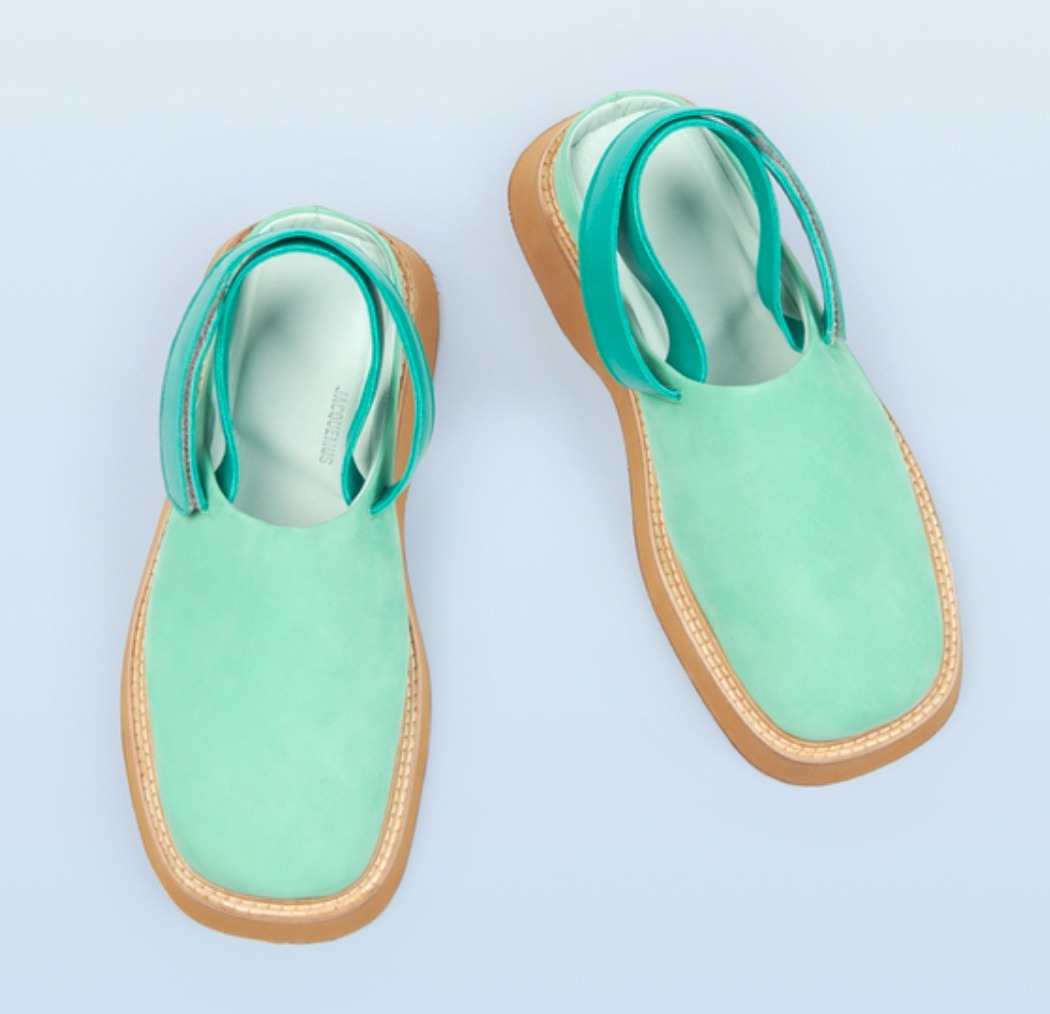 JACQUEMUS Les Mules Carre スリングバック サンダル グリーン JACQUEMUS Les Mules Carre スリングバック サンダル グリーン