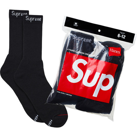 靴下・ソックス Supreme Hanes Crew Socks 4pack Black