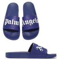 関税負担なし☆Palm Angels BLUE POOL SLIDER ロゴ サンダル