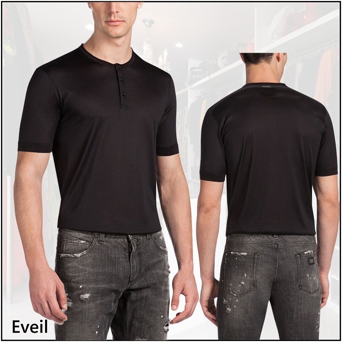 ドルガバ 黒無地ヘンリーネックTシャツ Tシャツ | filmekimi.iksv.org