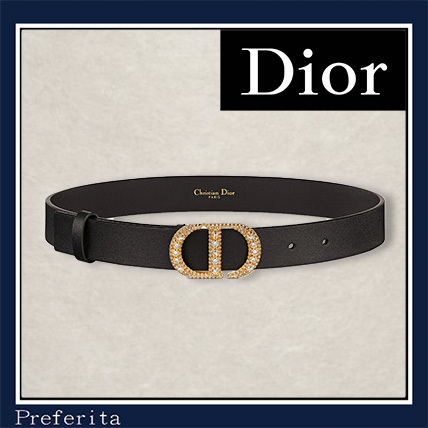 DIOR】ベルト 30 MONTAIGNE CRYSTALS カーフスキン ブラック ...
