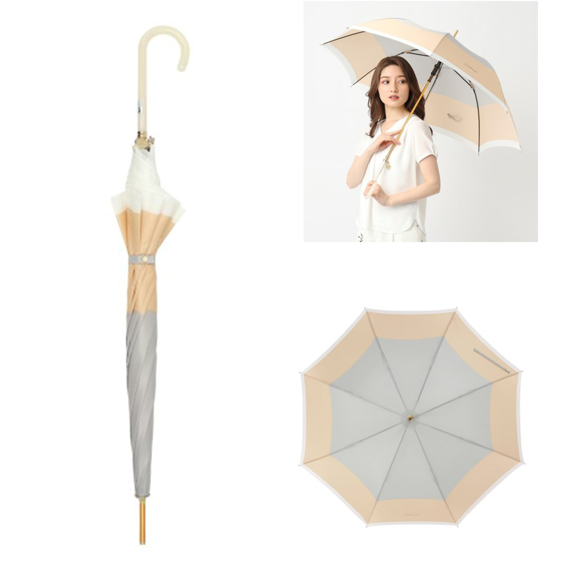 人気 国内即発 FURLA フルラ バイカラー 雨用長傘 人気 国内即発 FURLA フルラ バイカラー 雨用長傘