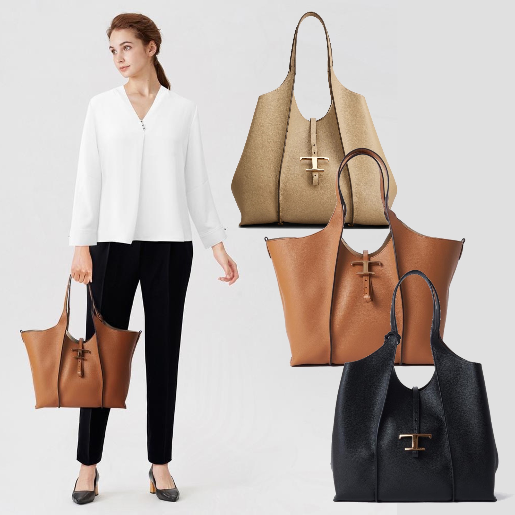 関税送料込み TOD'S Tタイムレス ショッピングバッグ ミディアム