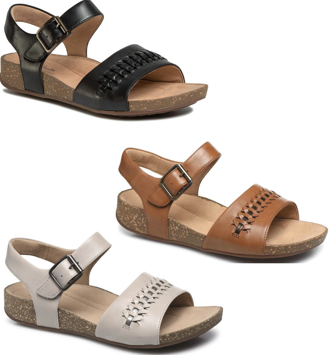 CLARKS ストラップ サンダル レザー 軽量 フラット コルク