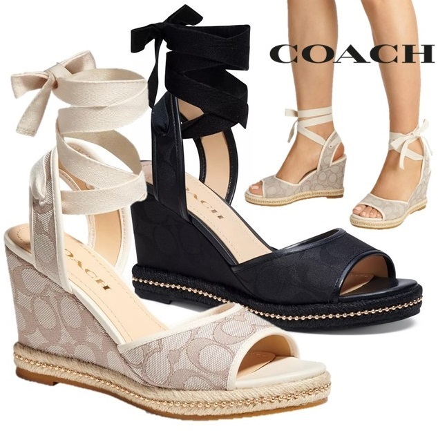 Coach コーチ エスパドリーユ アンクルタイ ウェッジサンダル