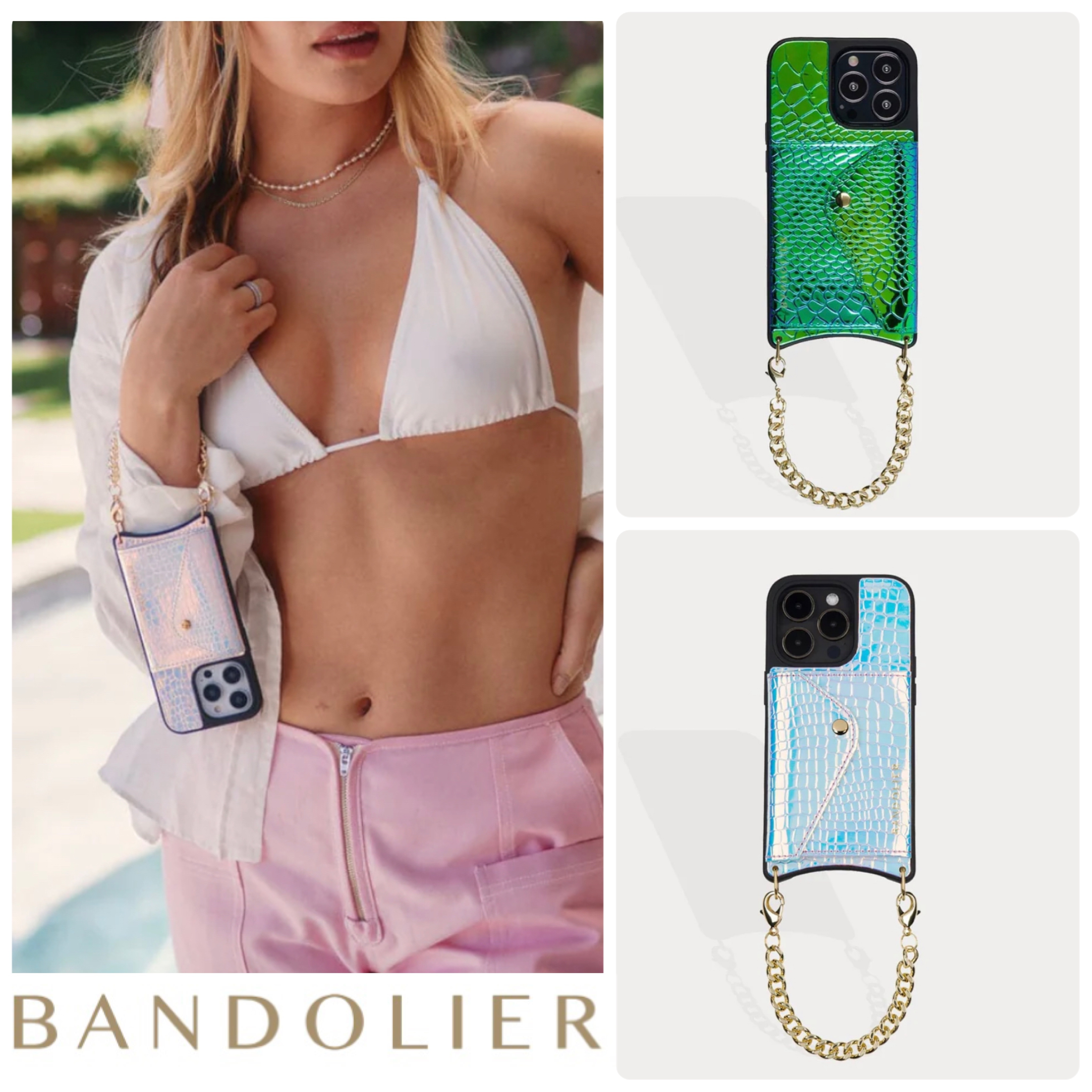 【BANDOLIER】☆限定☆ARIEL スマホケース チェーンリストレット