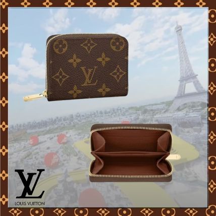 Louis Vuitton Coin Cases Monogram Unisex Calfskin Canvas Leather Long Wallet  Logo