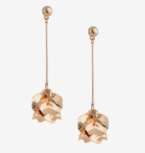 Shashi ピアス ドロップ 花 フラワー メタリック ゴールド
