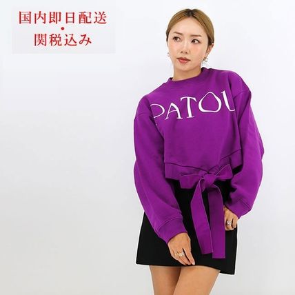 PATOU Cropped Crew Neck Short Rib Street Style Long Sleeves Cotton