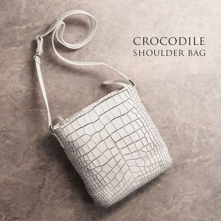j-white クロコダイル マット ショルダーバッグ j-whiteマット加工クロコダイルショルダーバッグ